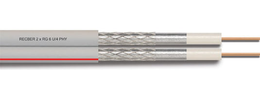 Reçber 2xRG6 U/4 PHY-PVC Cu/Al Köpüklü Kılıflı Duplex Kablo 100m