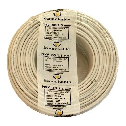 Öznur 3x1,5 mm NYM (NVV) Antigron Enerji Kablosu 100 Metre