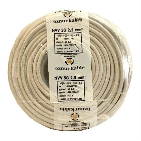 Öznur 5x2,5 mm NYM (NVV) Antigron Enerji Kablosu 100 Metre