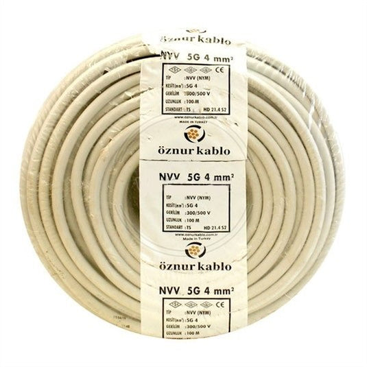 Öznur 5x4 mm NYM (NVV) Antigron Enerji Kablosu 100 Metre